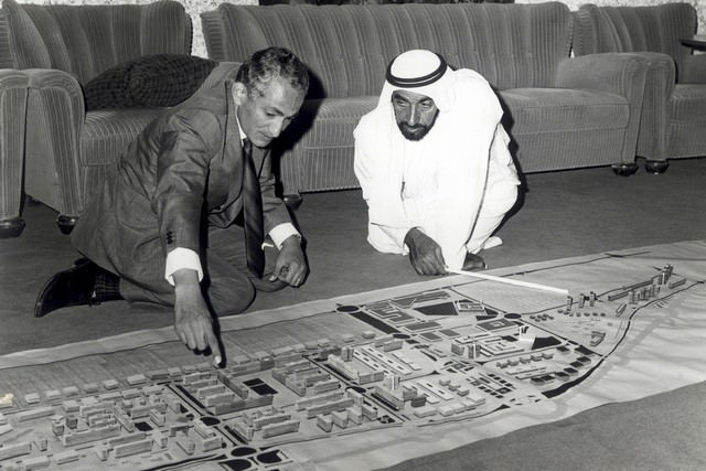 Dr Abdulrahman Makhlouf and Sheikh Zayed in 1974. Source: The National