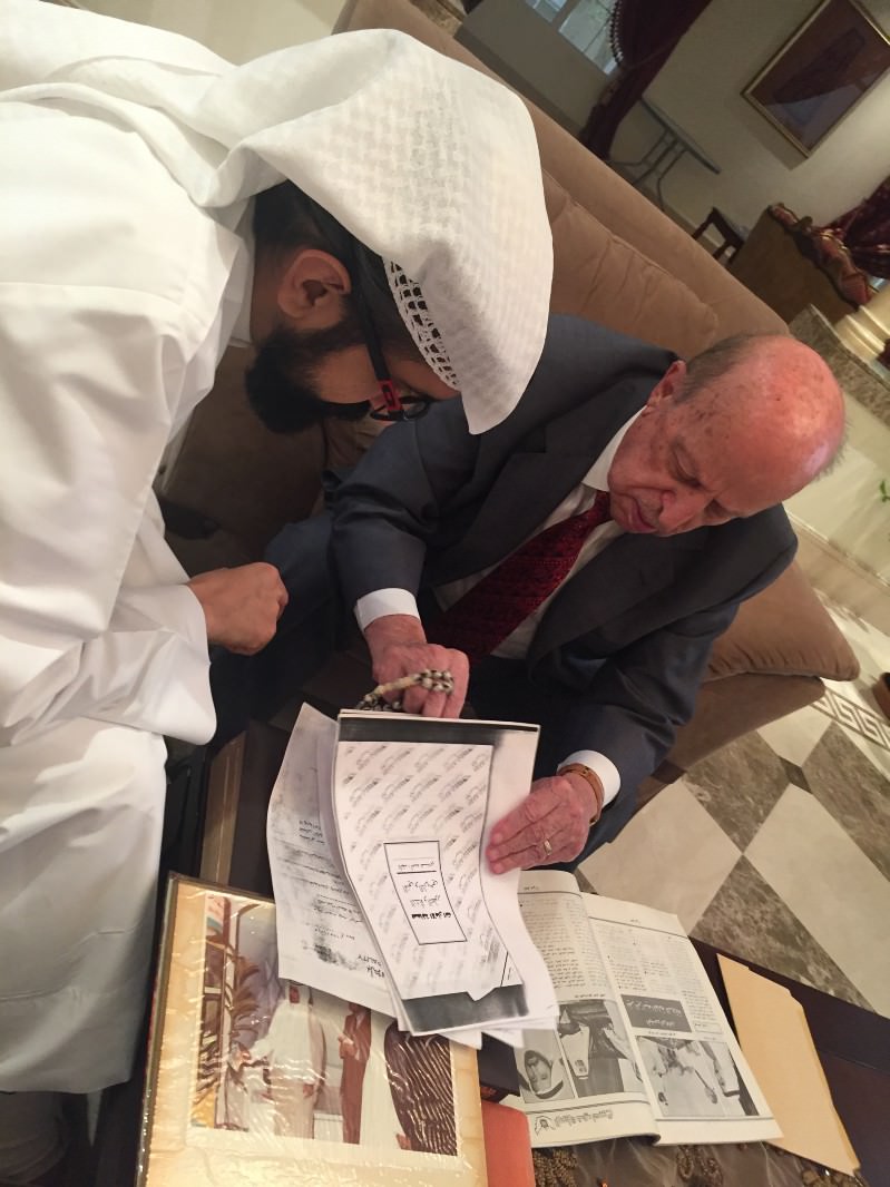 Author during visit to veteran journalist Omar Al Deesi. Photo by: Alaa O. Al Deesi