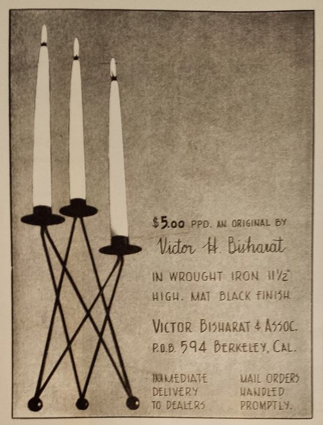 1950s advertisement for candelabrum designed by Bishara.