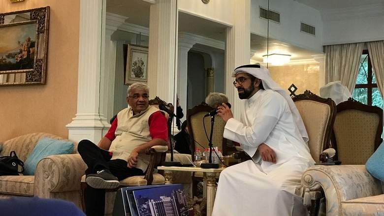 Indian architect, Ashok Mody with Sultan Souud Al Qassemi in Sharjah in one of the very buildings he helped design and build.