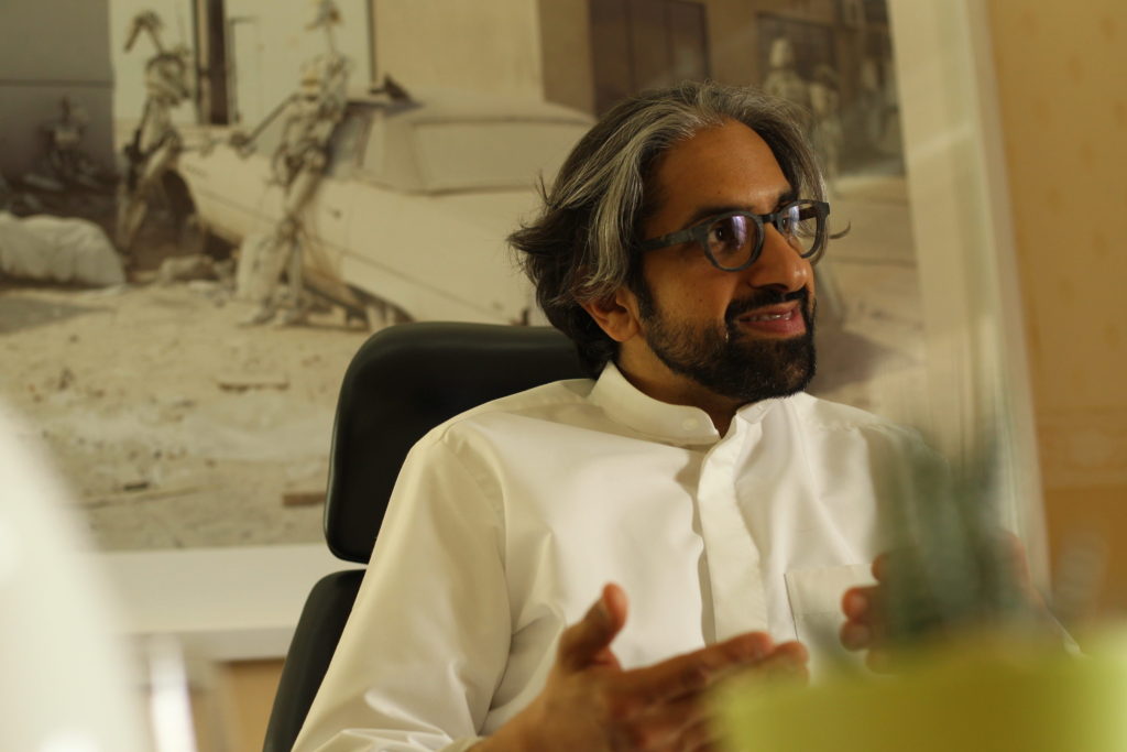Al Qassemi at his desk in Sharjah, UAE, July 2018.