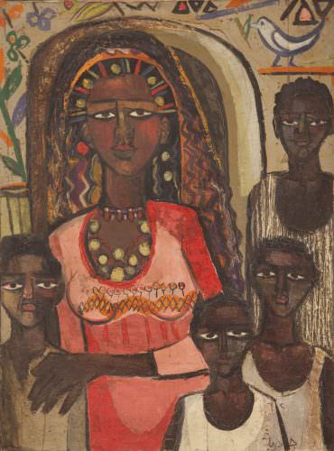 Portrait of a Nubian Family by Egyptian artist Gazbia Sirry (Barjeel collection)