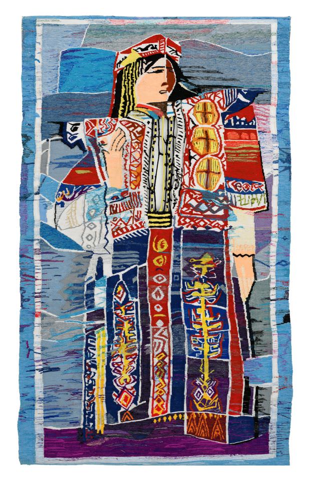 Safia Farhat's tapestry Amités, now part of the Barjeel Art Foundation Collection. Image courtesy of Galerie El Marsa.