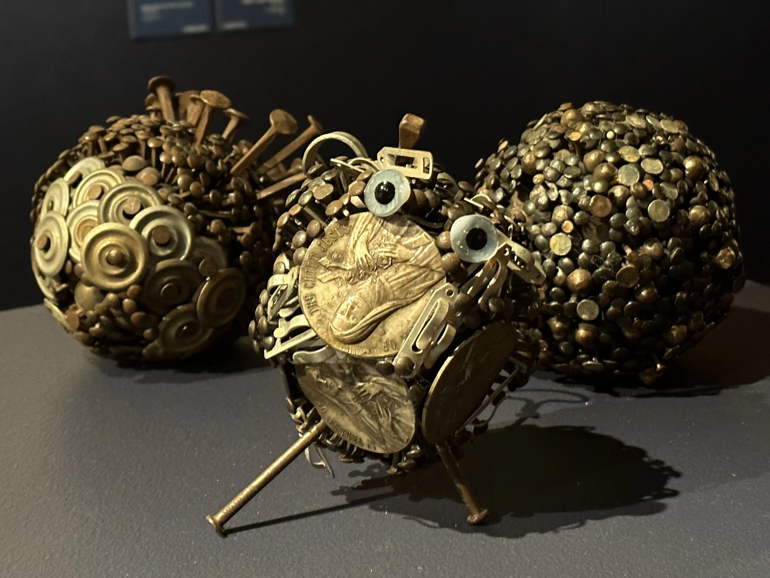 Joyce Mansour (1928, Bowden, England - 1986, Paris, France. Untitled 1, 2 and 3, c.1965-69. Metal and polystyrene elements, 14 cm diameter. Exhibited at Kawkaba: Highlights from the Barjeel Art Foundation at Christie’s, London, July 20 - August 23, 2023. Photo by Lina Ezrahi.